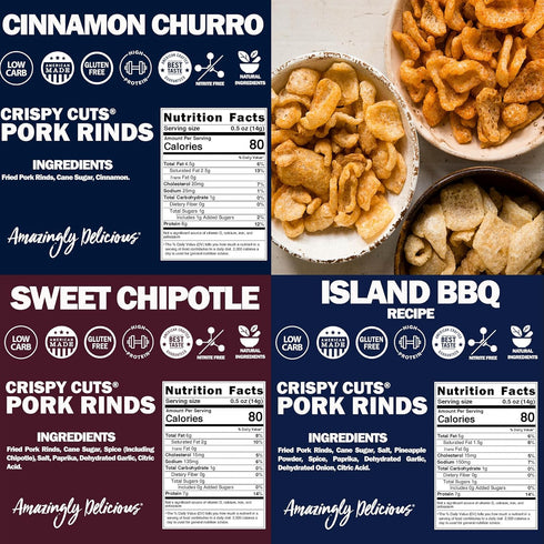 1oz 6 Pack Field Trip Gluten Free Pork Rinds, Crunchy Paleo and Keto Friendly Snack, High Protein Low Carb Snacks