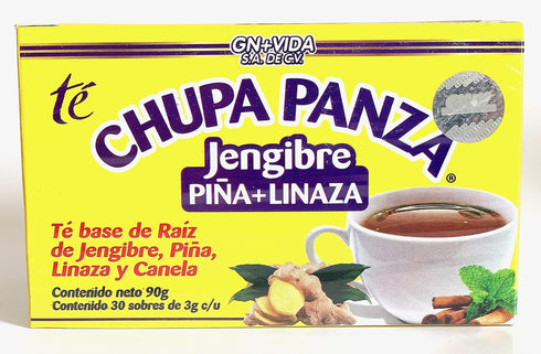 GN+Vida (30 Bags/0.10 oz Tea CHUPA Panza, Tea Based ONGINGER Root, PINNEAPPLE, Flaxseed & Cinnamon Tea Each)