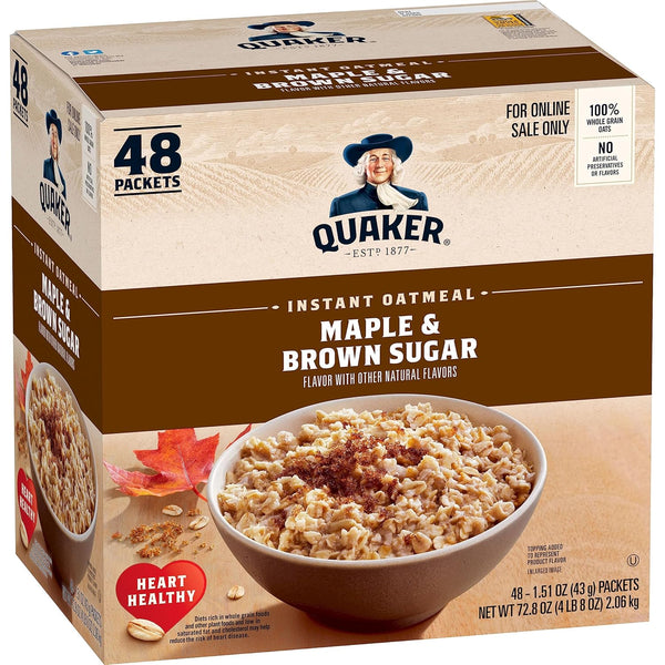 Quaker Instant Oatmeal, Maple & Brown Sugar, Individual Packets, 1.51 Ounce (Pack