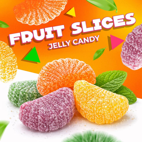 2 Lb Fruit Slices Jelly Candy | Bag | Dye Free Candy | Tangerine, Orange, Strawberry, Lemon | Naturally Flavored Bulk