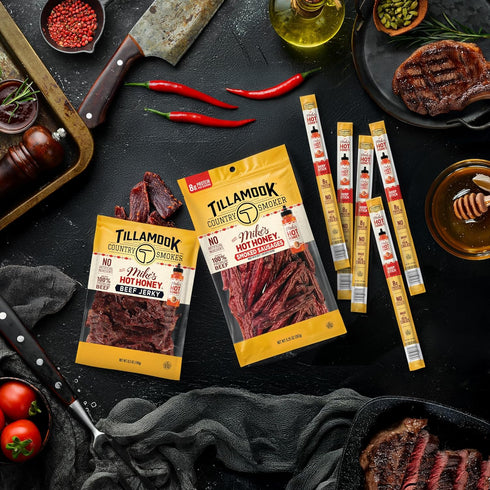Country 9.25 Tillamook Smoker Beef Smoked Sausages, Mike's Hot Honey, Ounce, Real Hardwood Smoked Sausages, Low Carb
