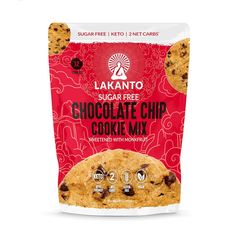 Lakanto Sugar Free Chocolate Chip Cookie Mix, Gluten Free, Keto Friendly, Vegan, 12 Cookies, Sweetened with Monk Fruit