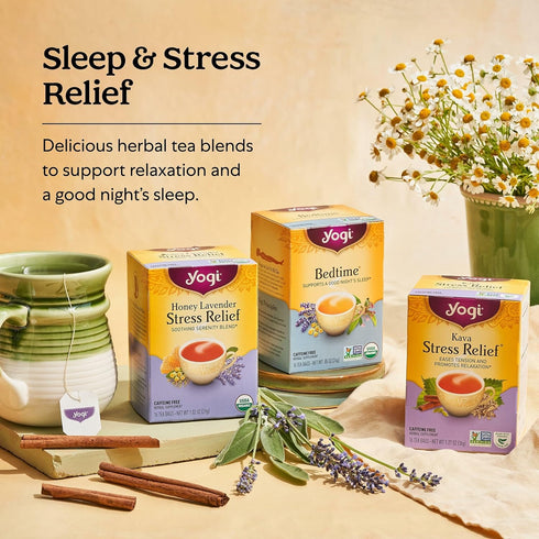 16 Pack (4 Packs) Yogi Tea Relaxed Mind Tea - Bags per - Relaxing, Calming Organic Tea for Stress Support - Includes