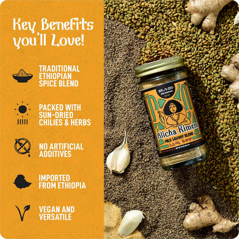 2oz Brundo Ethiopian Spice Company | Alicha Kimem | Mild Ethiopian Spice Blend | Used to Make Kik Alicha and Doro