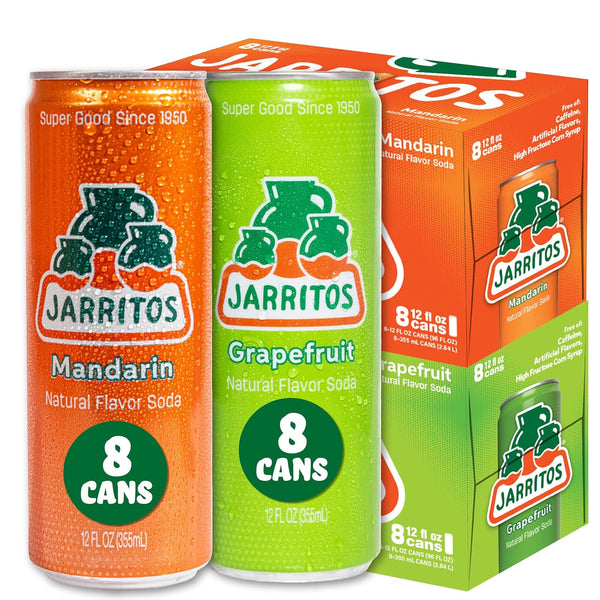 Jarritos Variety Pack of 16-12 oz Cans, Authentic Mexican Soft Drink, 8