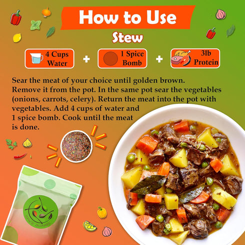 Pack 4 Universal Spice Bombs Seasoning of - Spice Mix for Soup, Stew, Marinade