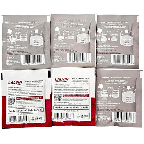 Pack (1 Each-RC212, EC-1118, K1-V1116, QA23, 71B, D47) Lalvin Home Brewing and Wine Making Super Sampler