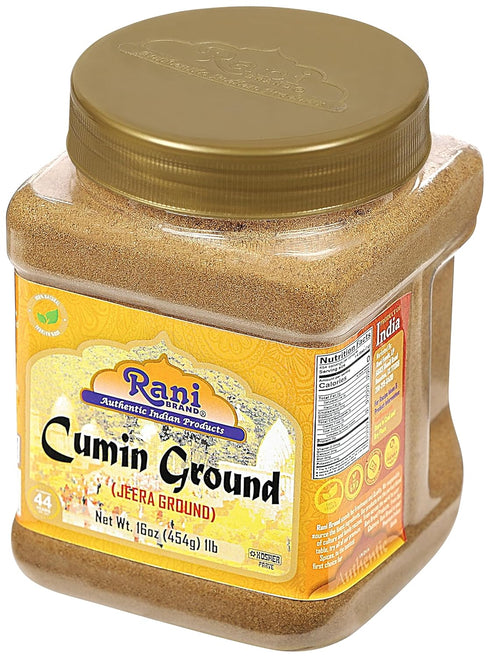 Rani Cumin (Jeera) Powder Spice, 16oz (1lb) 454g PET Jar, All Natural, Vegan, Gluten Friendly, NON-GMO, Kosher, Indian