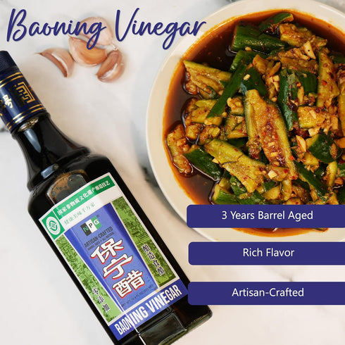 16.9 Oz, NPG Baoning Vinegar Fl Barrel Aged Black Rice Vinegar, Authentic from Sichuan, Artisan Crafted, Naturally