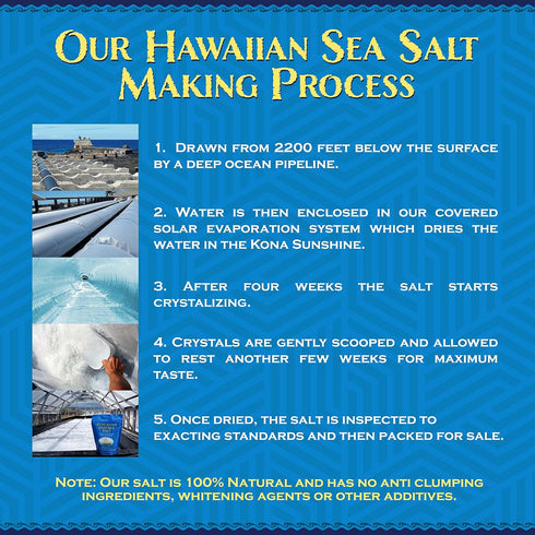 1lb. 100% Pure Kona Deep Sea Salt Medium Grind Bag - Gourmet Crystals Pure and Premium Hawaiian Kona Deep Sea Salt