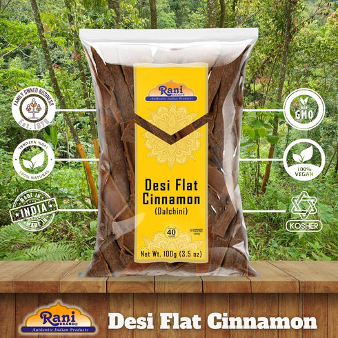 Rani Desi (Dalchini) Flat Cinnamon 3.5oz (100g) ~ All Natural | Vegan | Gluten Friendly | Non-GMO | Indian Origin