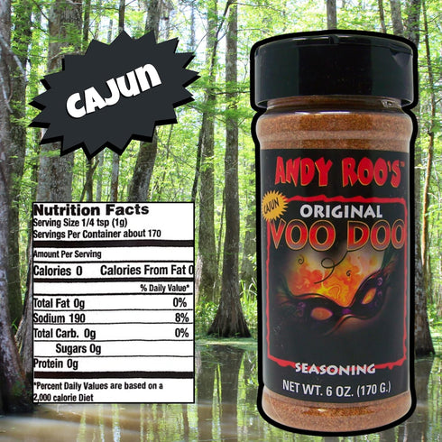 Andy Roo's Cajun VooDoo Seasoning, 6 Ounce Shaker