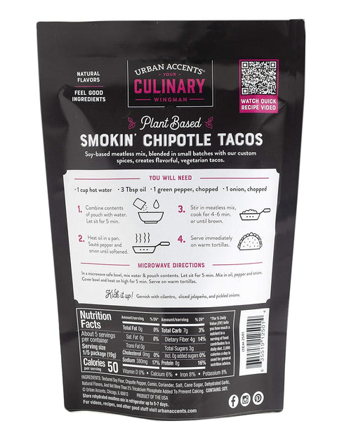 Urban Accents Plant Based Chipotle Taco Meatless Mix – Gluten Free Protein & Mexican Spice Blend, 3-pack
