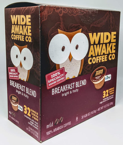 Wide Awake Coffee (32 Count, Single Serve Coffee Pods Breakfast Blend)