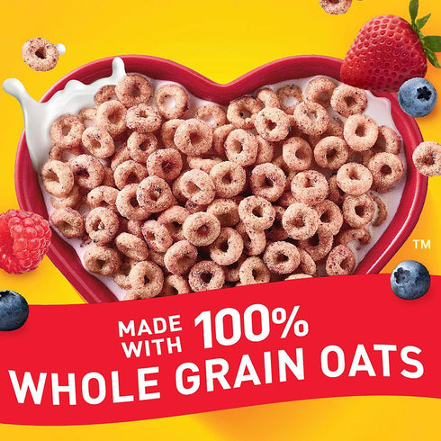 18.6 oz Very Berry Cheerios, Heart Healthy Gluten Free Breakfast Cereal, Made with Whole Grain Oats, Family Size