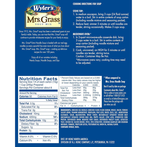 Wyler's Mrs. Grass Extra Noodles Soup Mix, 5.2 oz Box