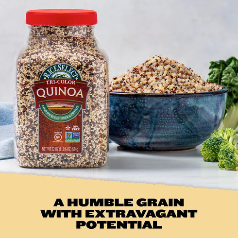 22-Ounce RiceSelect Tri-Color Quinoa, Premium Gluten-Free Seed, Star-K Kosher, and Non-GMO Quinoa, Jar