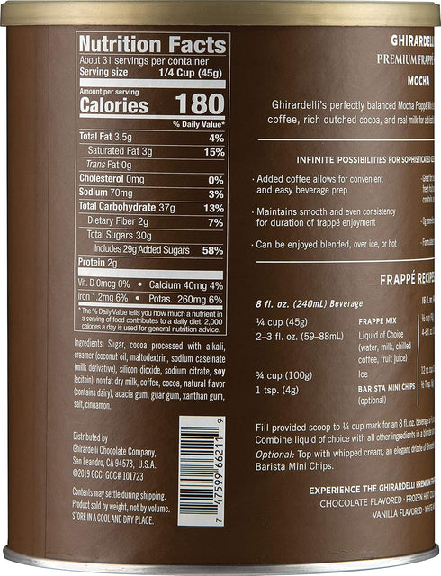 3.12 lb Ghirardelli Mocha Frappe, Powder