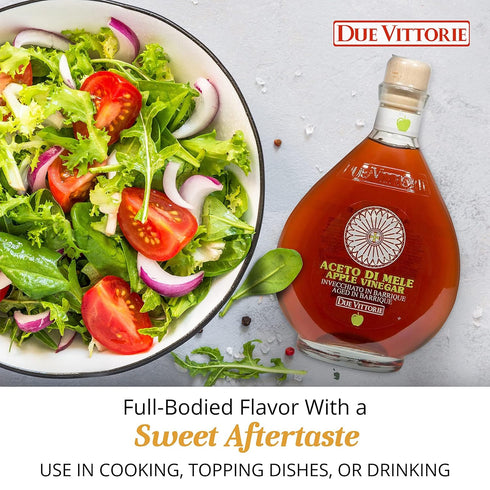 16.9 oz 500ml Due Vittorie Apple Vinegar - Easy to Drink Raw Apple Cider Vinegar Aged in Barrique Wine Barrels, Gourmet