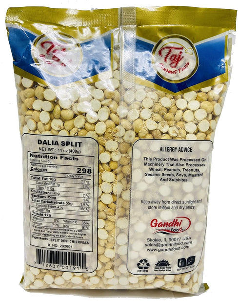 TAJ Gourmet Foods (14oz) TAJ Premium indian Dalia Split (Roasted Split Chickpeas Daliya)