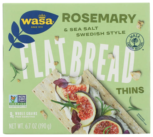 Wasa Crackers Flatbread Thins, Rosemary and Sea Salt, 6.7 Ounce (Pack of 1)