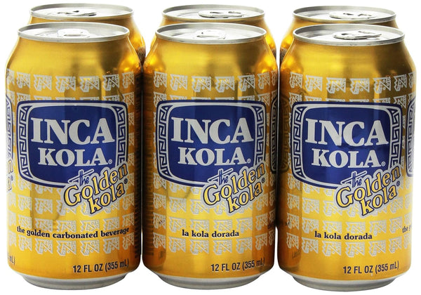 INCA KOLA Golden Carbonated Beverage Soda - la kola dorada - 12 oz cans