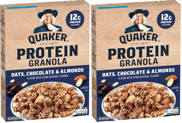 Quaker Chocolate Protein Granola, 18 Oz (Pack of 2)