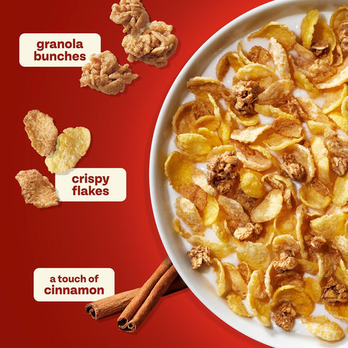 12 oz Honey Bunches of Oats Cinnamon Cereal, Breakfast Cereal with Oats and Granola Clusters, Box