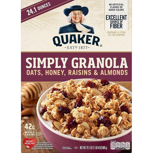 100% 24.1 Oz Quaker Granola Oats, Honey, Almonds & Raisins, Natural