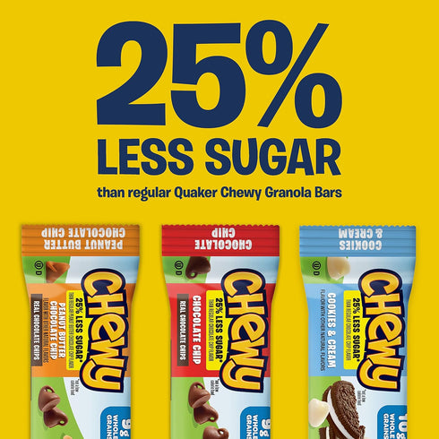 58 Count Quaker Chewy Lower Sugar Granola Bars, Chocolate Chip