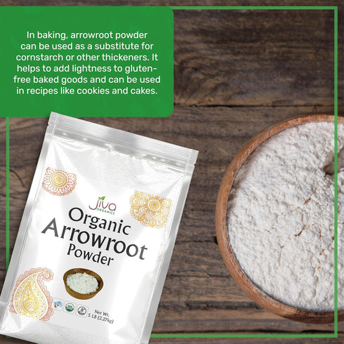 5 Jiva Organics Organic Arrowroot Flour (Powder) Pound Bag - Raw, Non-GMO, Gluten Free
