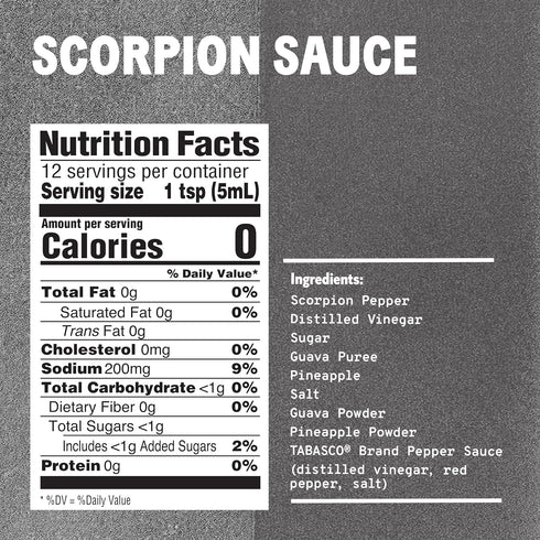 2 Oz (Pack 1) TABASCO Brand Scorpion Sauce, Fiery & Intense Hot Sauce, Glass Bottle, Bold & Hot, Scorpion Pepper, Guava