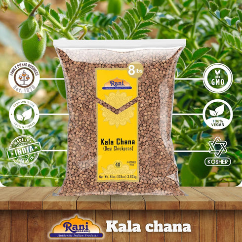 128oz (8lbs) 3.63kg Rani Kala Chana (Desi Chickpeas Chana with skin) Bulk ~ All Natural | Gluten Friendly | NON-GMO |