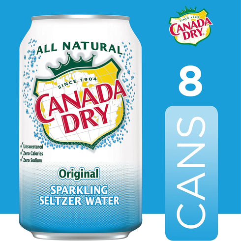 12 8 Count Canada Dry Original Sparkling Seltzer Water, Fluid Ounce Can