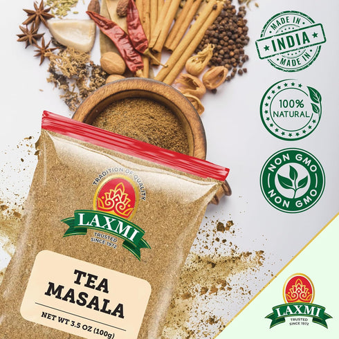 3.5oz (100g) Laxmi Natural Tea Masala - Traditional Indian Tea Masala