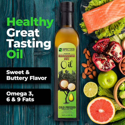 9 3 6 (32 Species Nutrition Macadamia Nut Oil, Healthy Cooking Oil for Stir Fry, Sweet, Buttery, Great Tasting, Omega