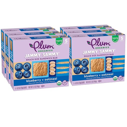 Plum Organics Jammy Sammy Snack Bars, Blueberry and Oatmeal, 1.02 oz Bars (Pack of 30)
