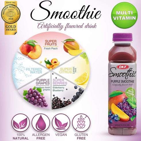 16.9 (5 Pack, 10 Pack) OKF Smoothie, Multi-Vitamin Premium Drink, Fluid Ounce Flavor Variety