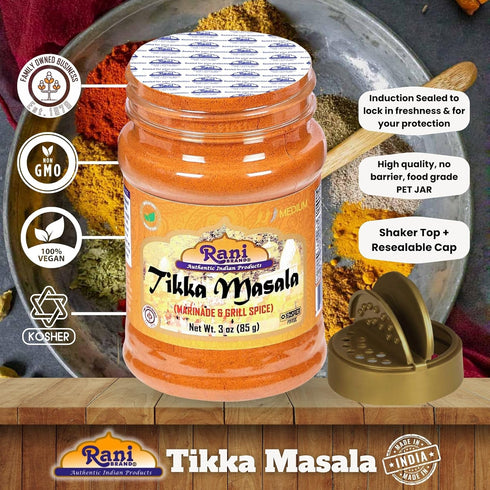 7-Spice 3oz (85g) Rani Tikka Masala Indian Blend PET Jar ~ All Natural | Salt-Free | Vegan | No Colors | Gluten