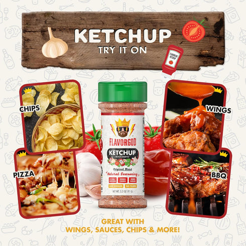 Ketchup Seasoning Mix by Flavor God - Premium All Natural & Healthy Spice Blend for Grilling Chicken, Beef, Seafood