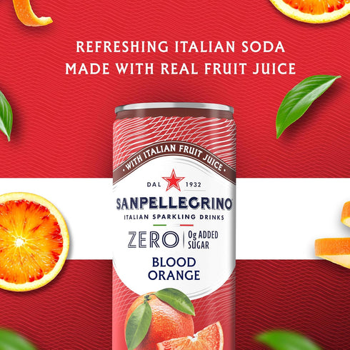 Sanpellegrino 24 Pack 11.15 Oz Zero Grams Added Sugar Pomegranate & Orange Italian Sparkling Drink, Of Fl Cans, Italian