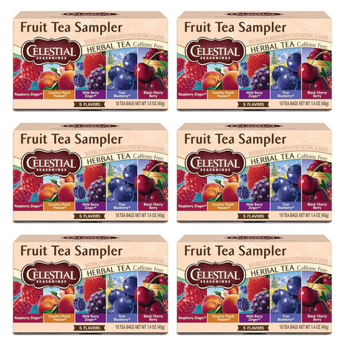 Celestial Seasonings Fruit Tea Sampler Herbal Variety Pack, Caffeine Free, 18 Tea