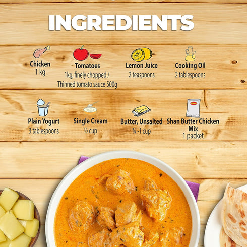 (50g) Packets (Pack 3) Shan - Butter Chicken Seasoning Mix - Spice for Butter Chicken Masala