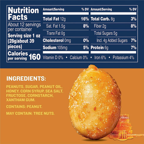 12 oz PLANTERS Honey Roasted Peanuts, Jar, Planters Honey Roasted Peanuts