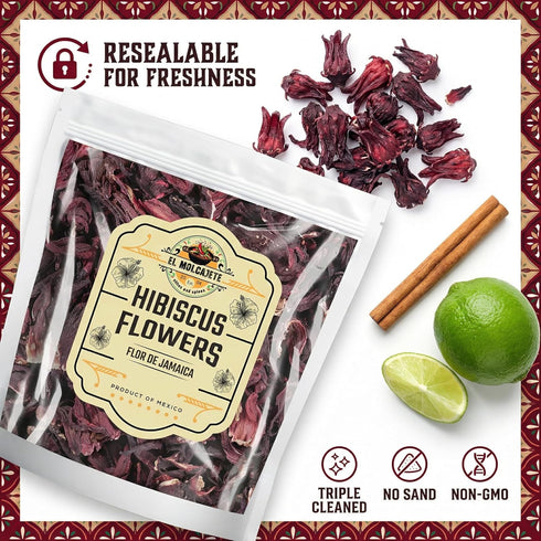 (4 oz) Dried Hibiscus Flowers All Natural Cut & Sifted Whole Petals for Hibiscus Tea, Mexican Agua Fresca, Flor de
