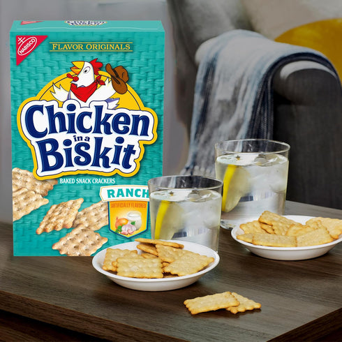 NABISCO 6-7.5 oz CHICKEN IN A BISKIT Ranch Baked Snack Crackers, Bulk Lunch Snacks, Boxes