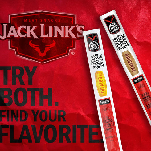 5g 0.8 Oz. (Pack 20) Jack Link's Classics Meat Sticks, Teriyaki - Protein Snack, Meat Snack Sticks with of Protein