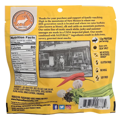 Pack 4-2.1oz Pearson Ranch Wild Grass Fed Game Variety of Bags - Venison, Elk, Buffalo, & Wild Boar - Gluten-Free