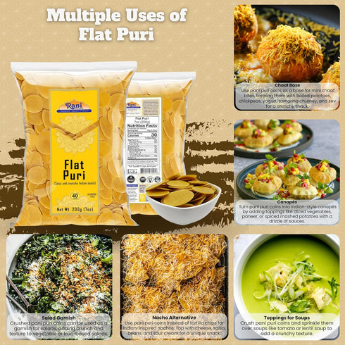 Rani Pani Puri Coins 7oz (200g), 80-85 Uncooked Microwaveable Wheat and Semolina Coins, Vegan