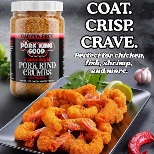 12 Oz Pork King Good Spicy Cajun Low Carb Keto Diet Pork Rind Breadcrumbs!Perfect For Ketogenic, Paleo, Gluten-Free